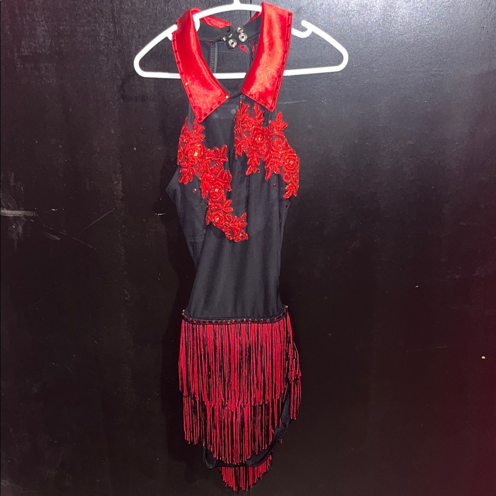 Weissman Jazz Costume with Red Fringe and Floral Details